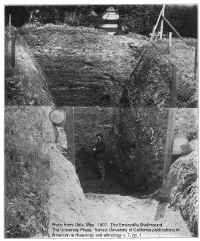 Excavation of the Shellmound cin 1902. Max Uhle stands at the center