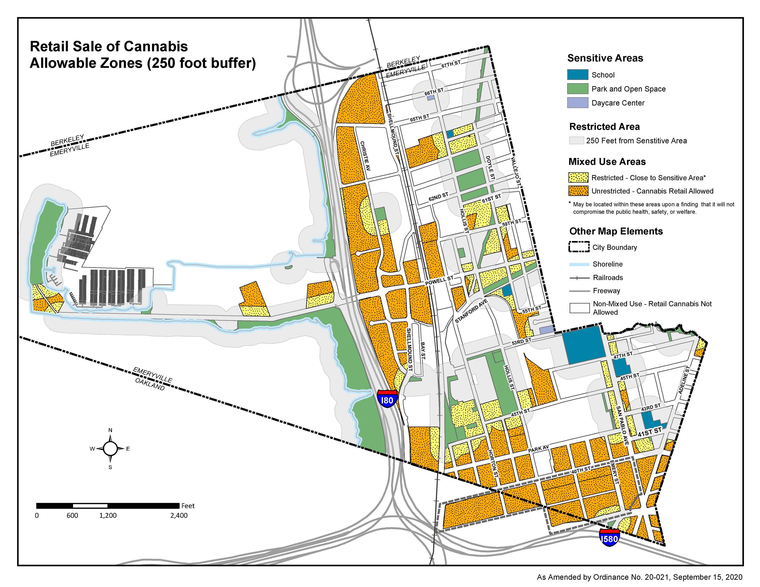 Map of Retail Sale of Cannabis Allowable Zones