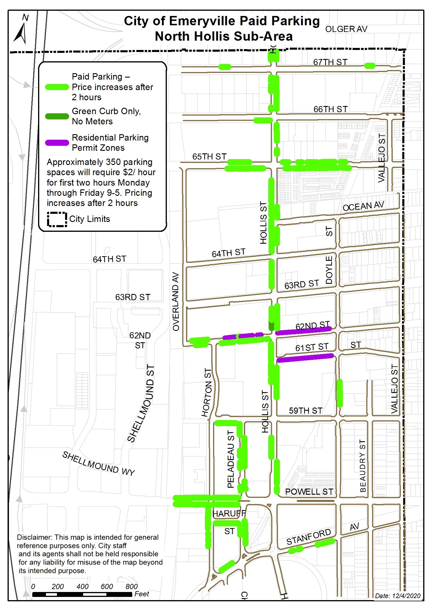 North Hollis paid parking map
