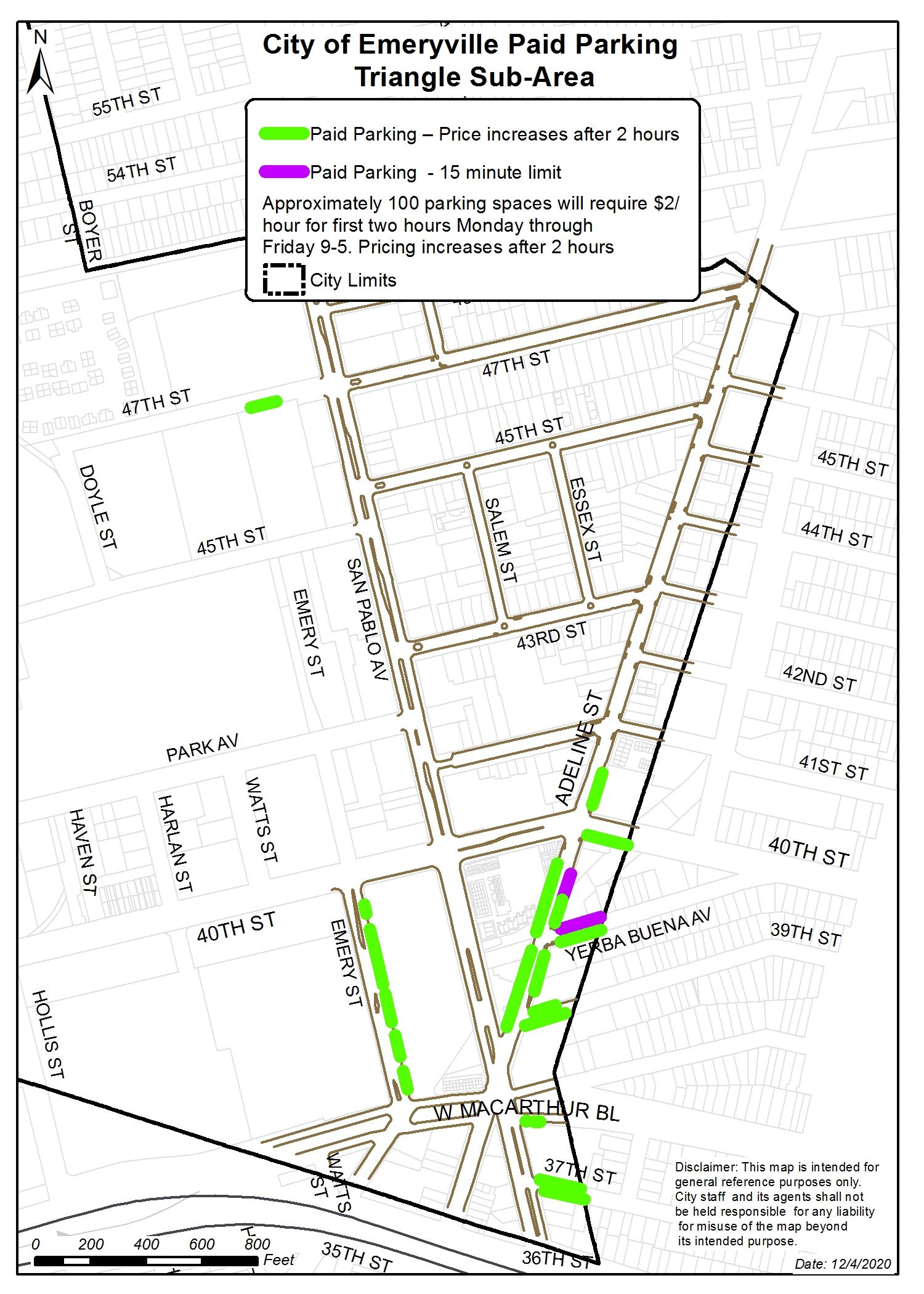 Triangle paid parking map