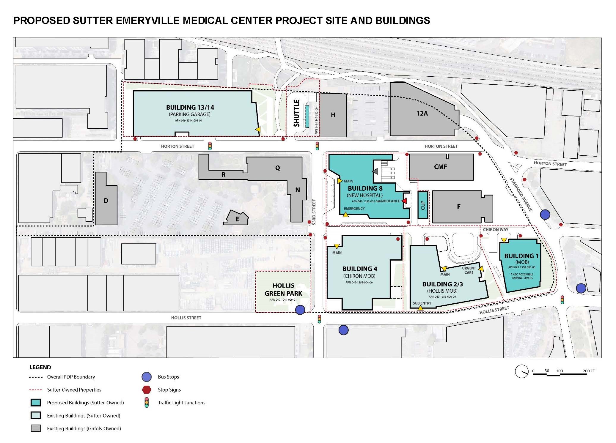 Proposed Sutter Emeryville medical center project site and buildings