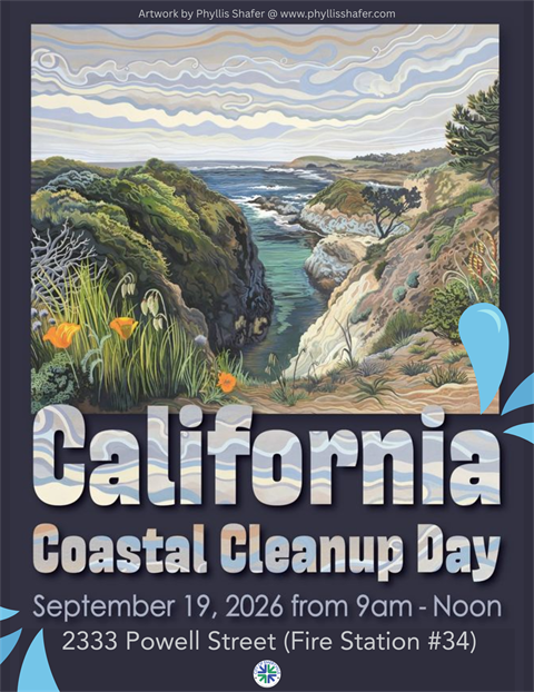 California Coastal Cleanup Day September 19th, 2026 from 9 am to noon at 2333 Powell Street, Emeryville CA 94608